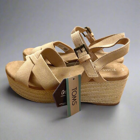 TOMS tan Willow wedge, size 8.5, NEW IN BOX! - Picture 1 of 4